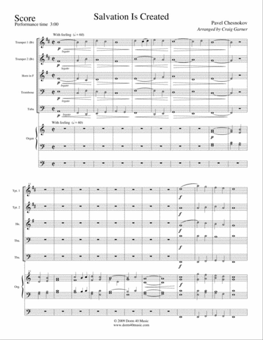 Salvation Is Created (for Brass Quintet and Organ) Brass Ensemble scores gallery preview page 2