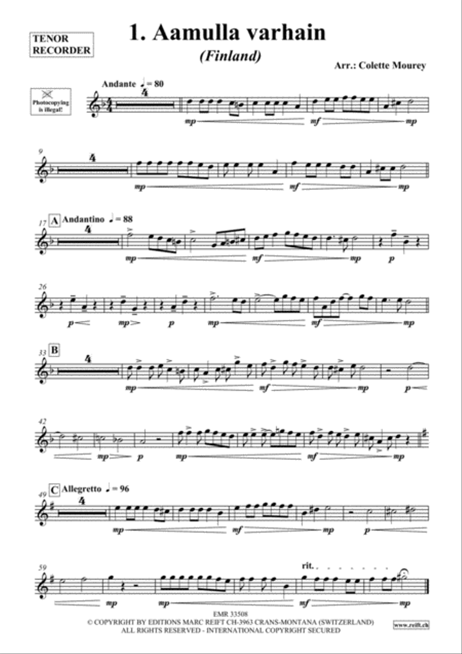 20 Greatest Hits Around The World Tenor Recorder scores gallery preview page 2