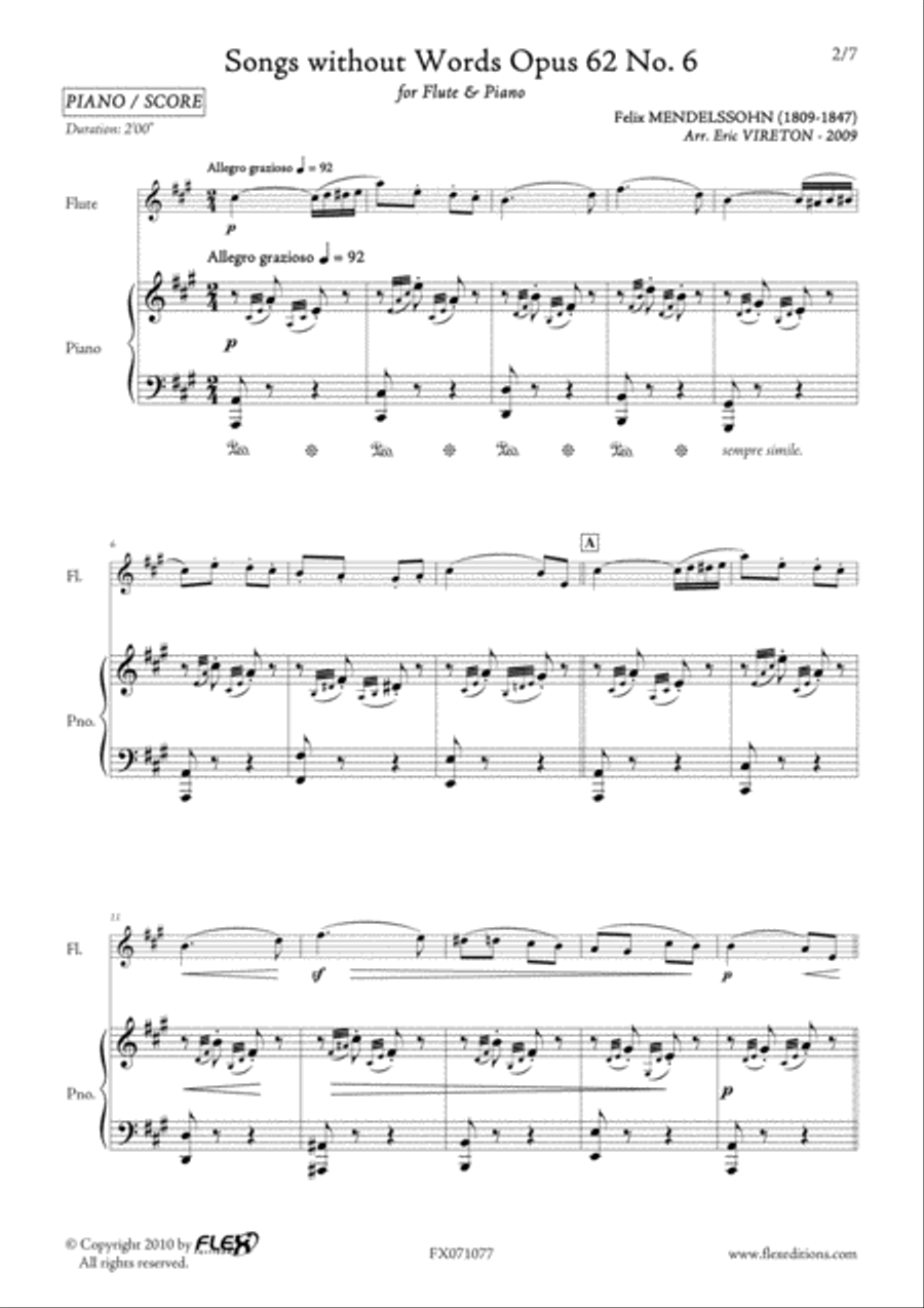 Songs without Words Opus 62 No. 6 Flute Solo scores gallery preview page 2