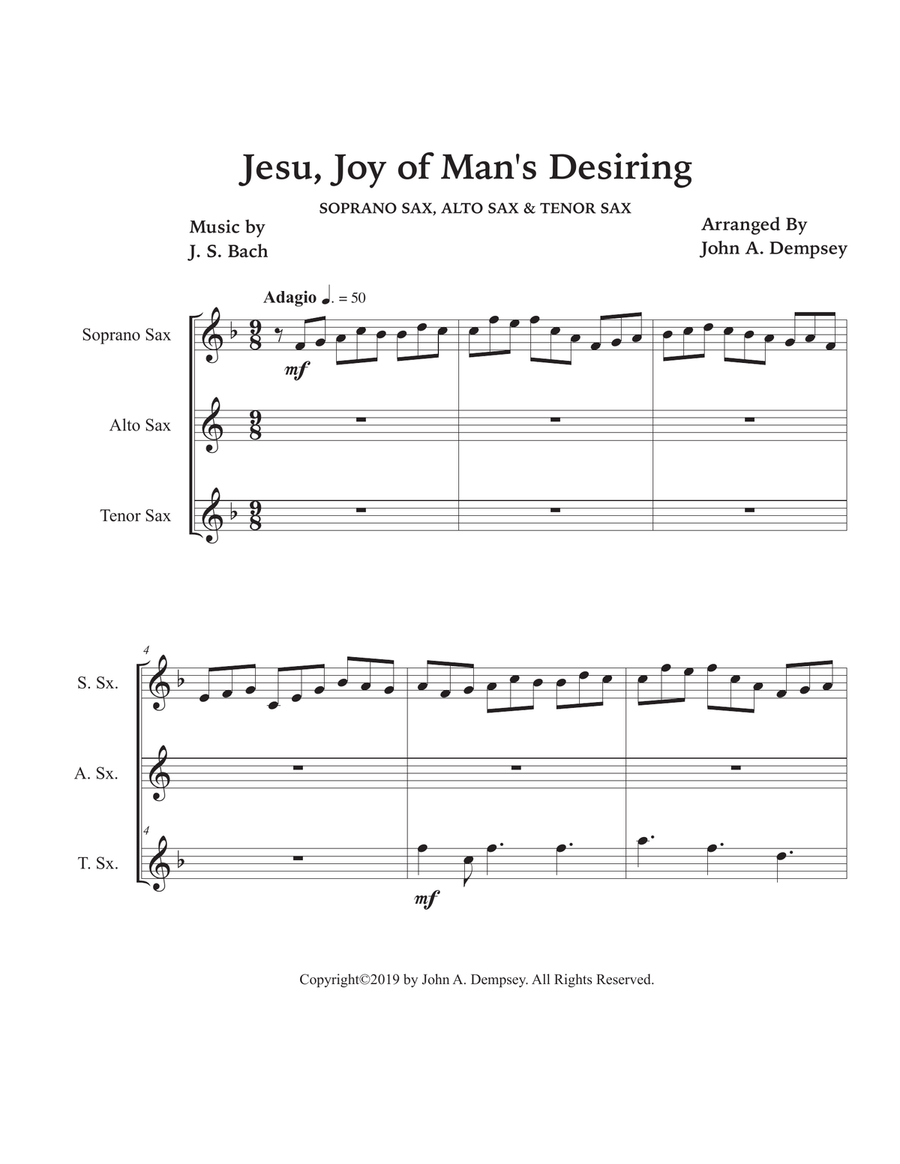 Jesu, Joy of Man's Desiring (Sax Trio: SAT) SAT scores gallery preview page 5