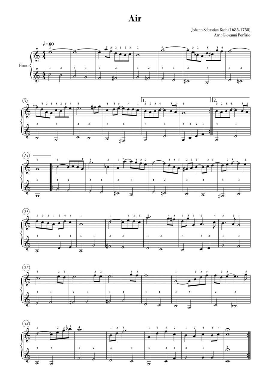 AIR - Bach (Piano - easy) AIR - Bach (Piano - easy) Easy Piano scores gallery preview page 1
