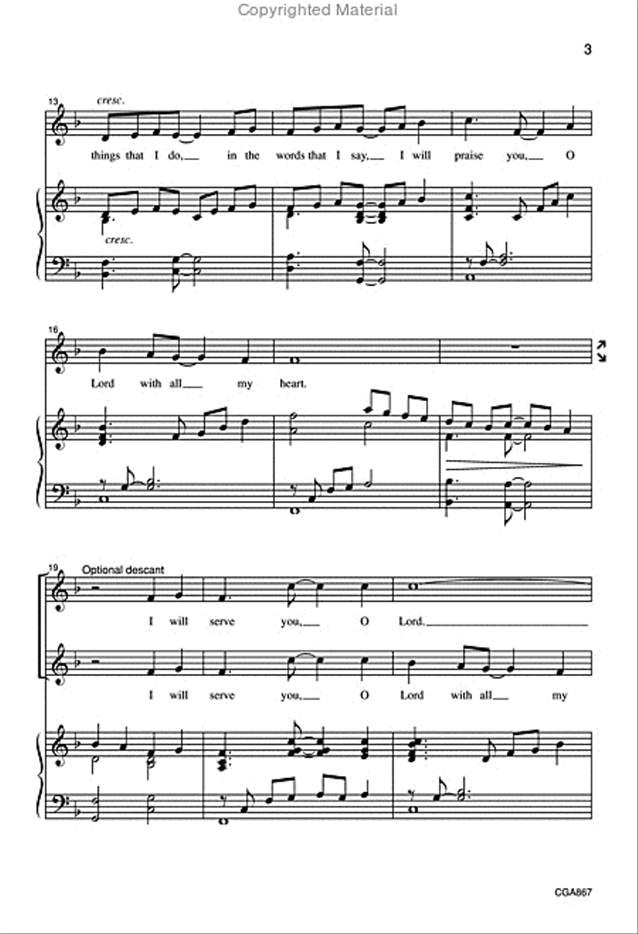 I Will Praise You, O Lord Unison Choir scores gallery preview page 3