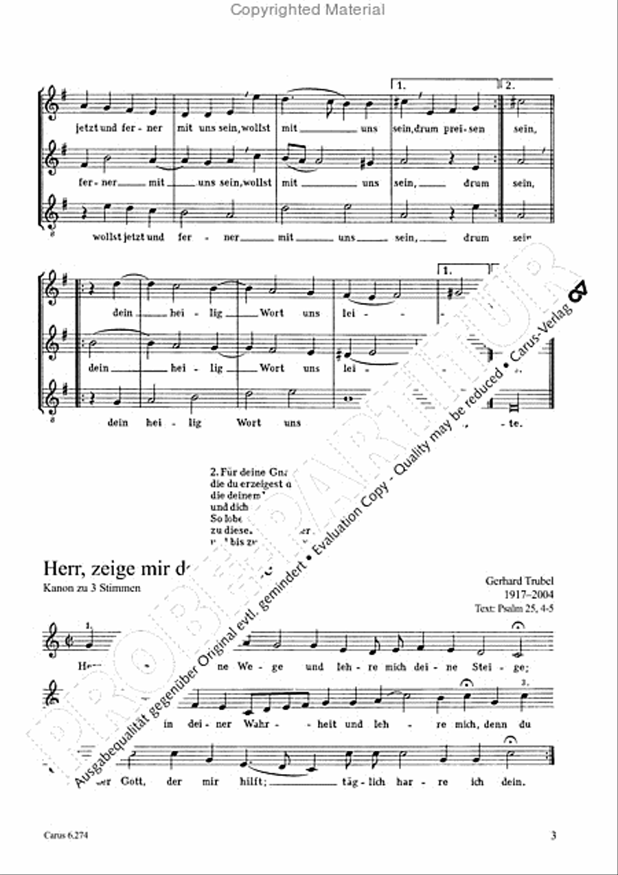 Gumpelzhaimer: Wir danken dir; Trubel: Herr, zeige mir deine Wege; Staden: Ein jeder Mensch bedenke Score scores gallery preview page 2