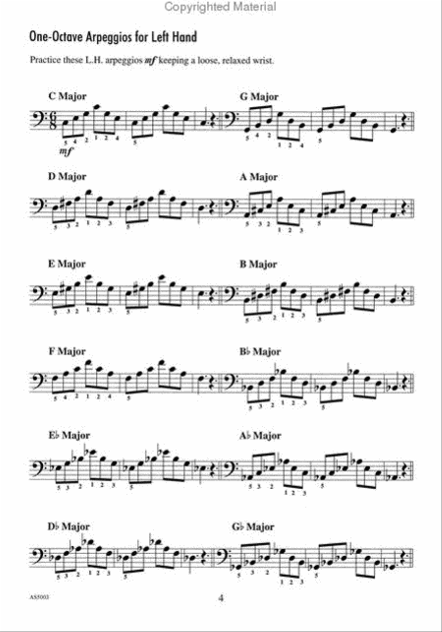 Achievement Skill Sheet No. 3: One-Octave Major Scales & Arpeggios Piano Method scores gallery preview page 3