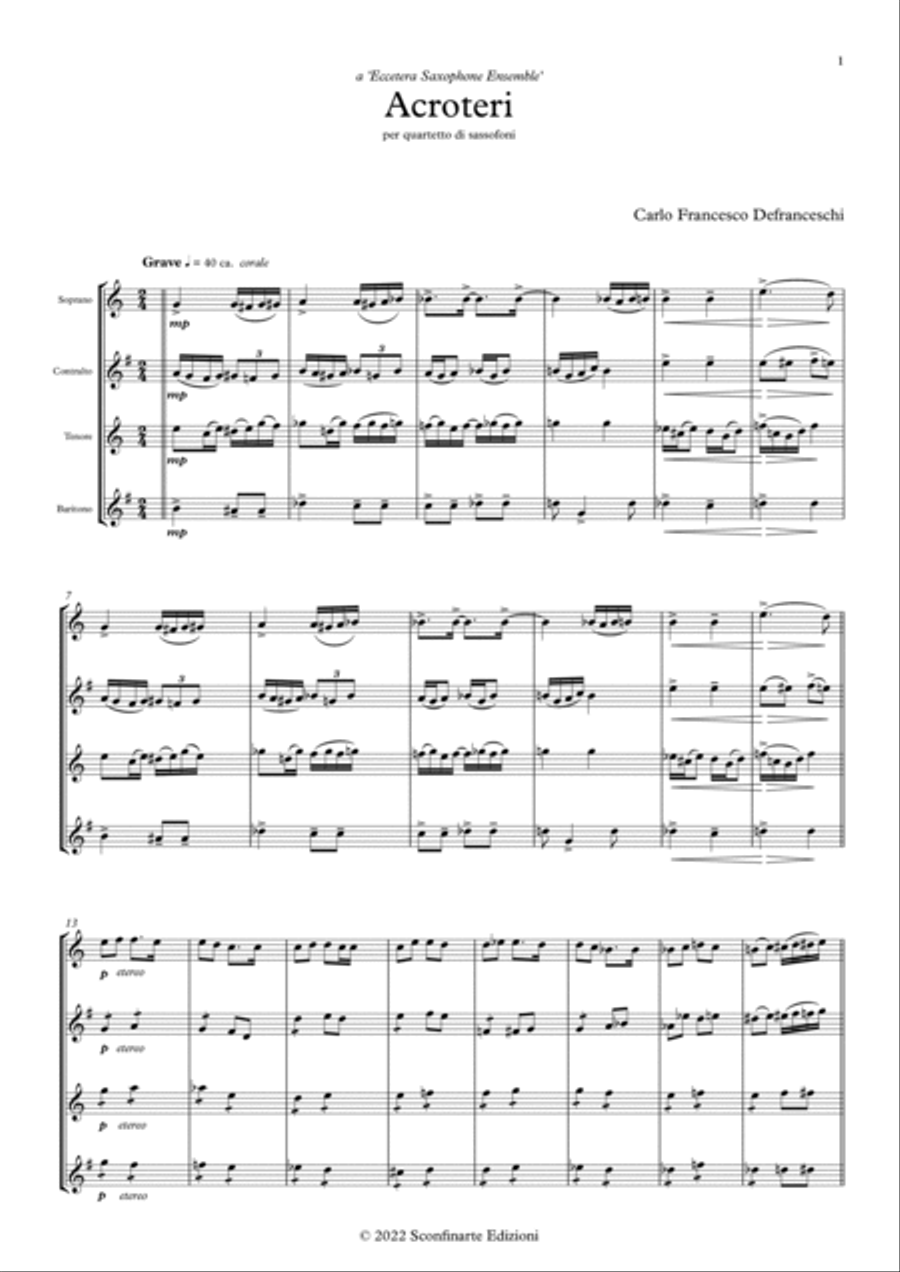 Carlo Francesco Defranceschi: Acroteri (ES-23-018) Woodwind Ensemble scores gallery preview page 2