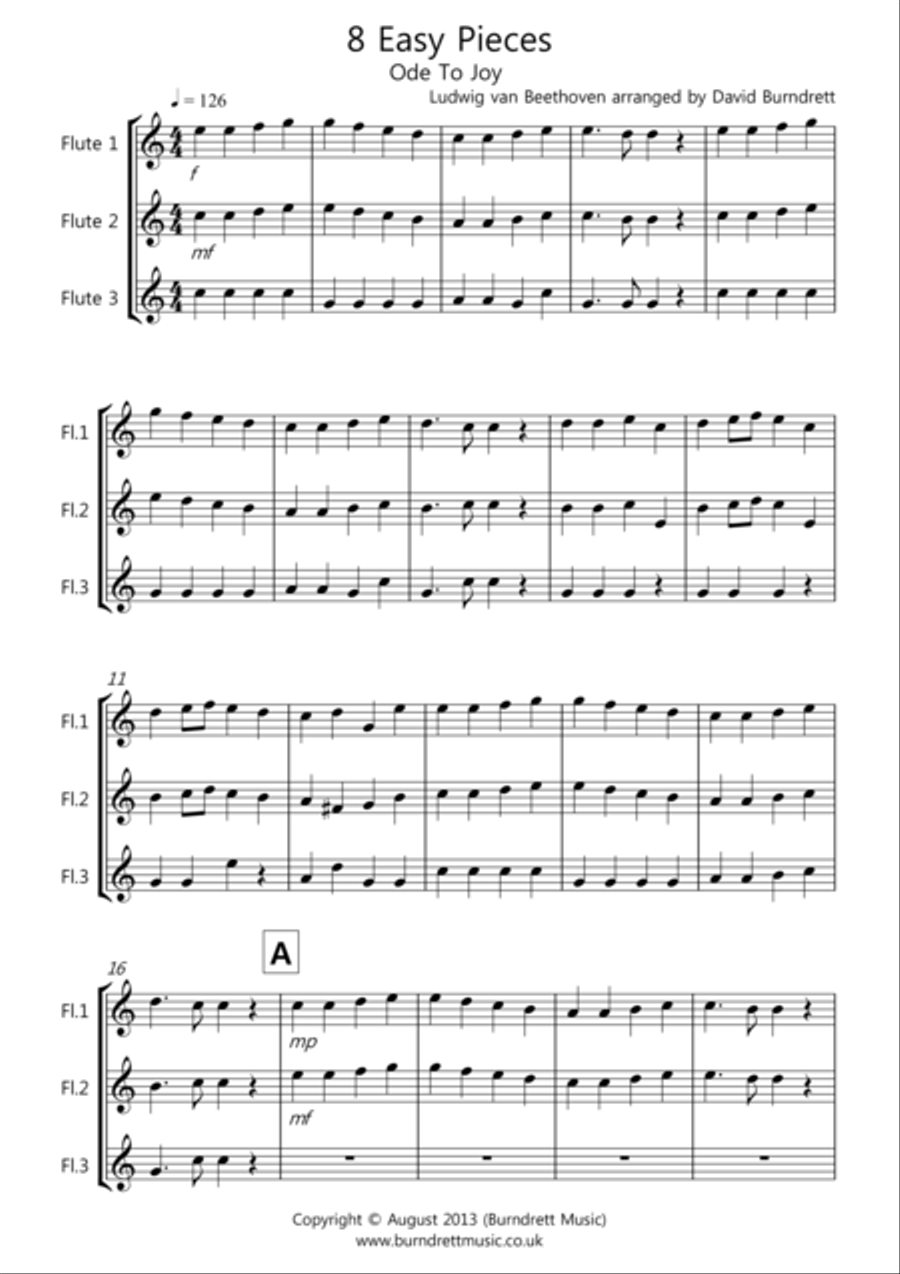 8 Easy Trios, for Flute Woodwind Trio scores gallery preview page 1