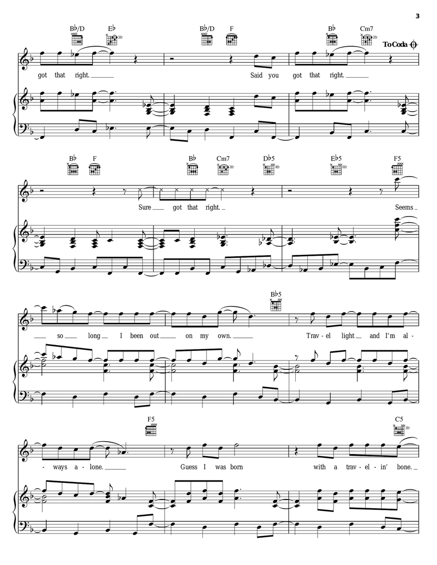 You Got That Right Piano, Vocal, Guitar scores gallery preview page 3