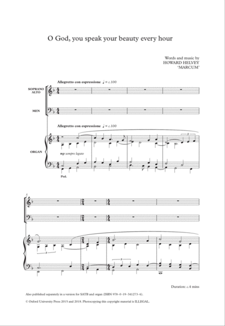 O God, you speak your beauty every hour TB scores gallery preview page 1