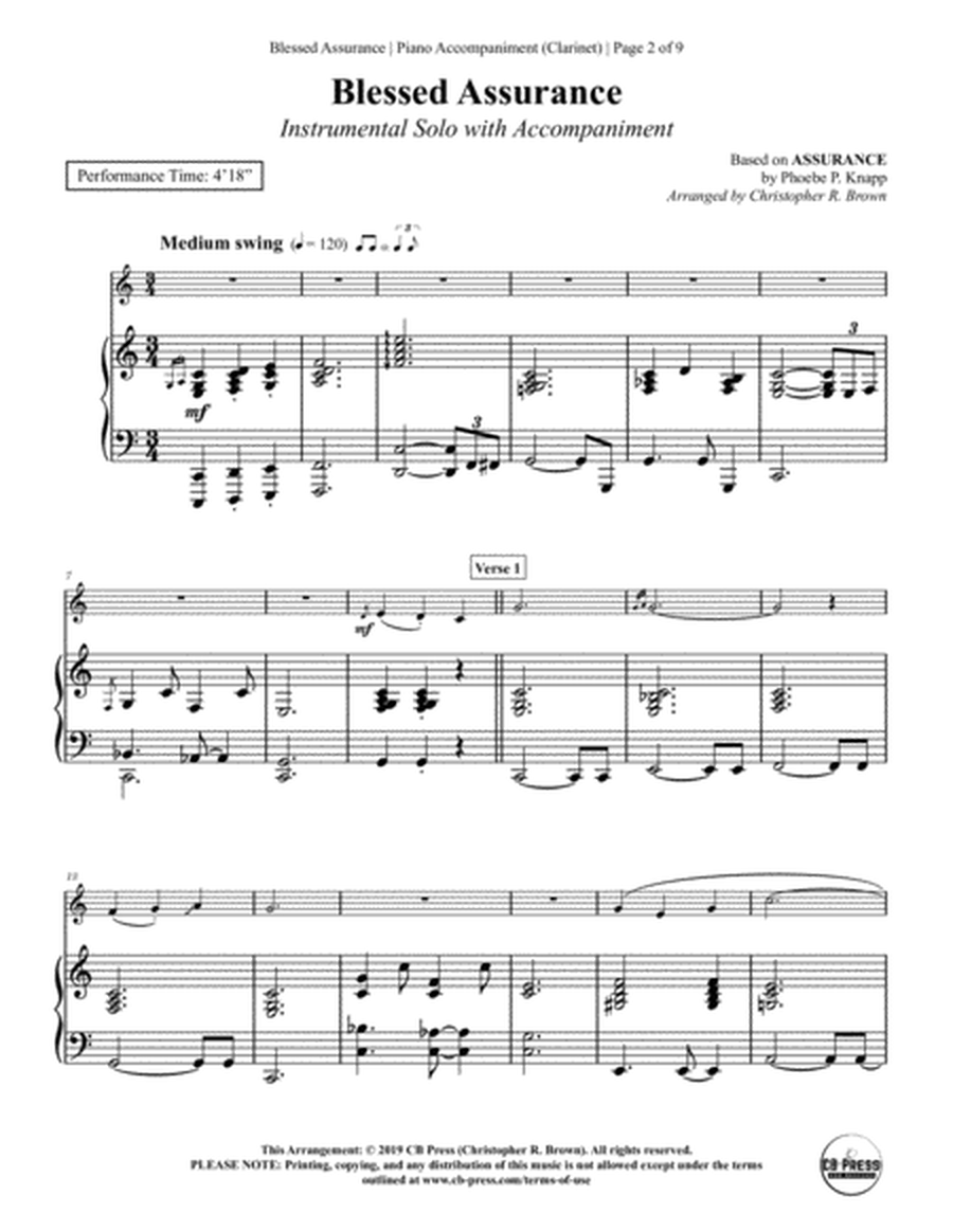 Blessed Assurance - Clarinet Solo with Piano Accompaniment image number null