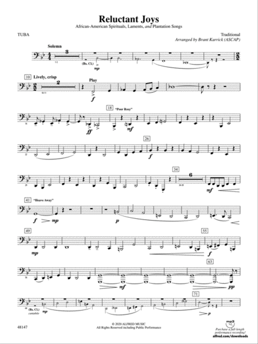 Reluctant Joys: Tuba Concert Band scores gallery preview page 1