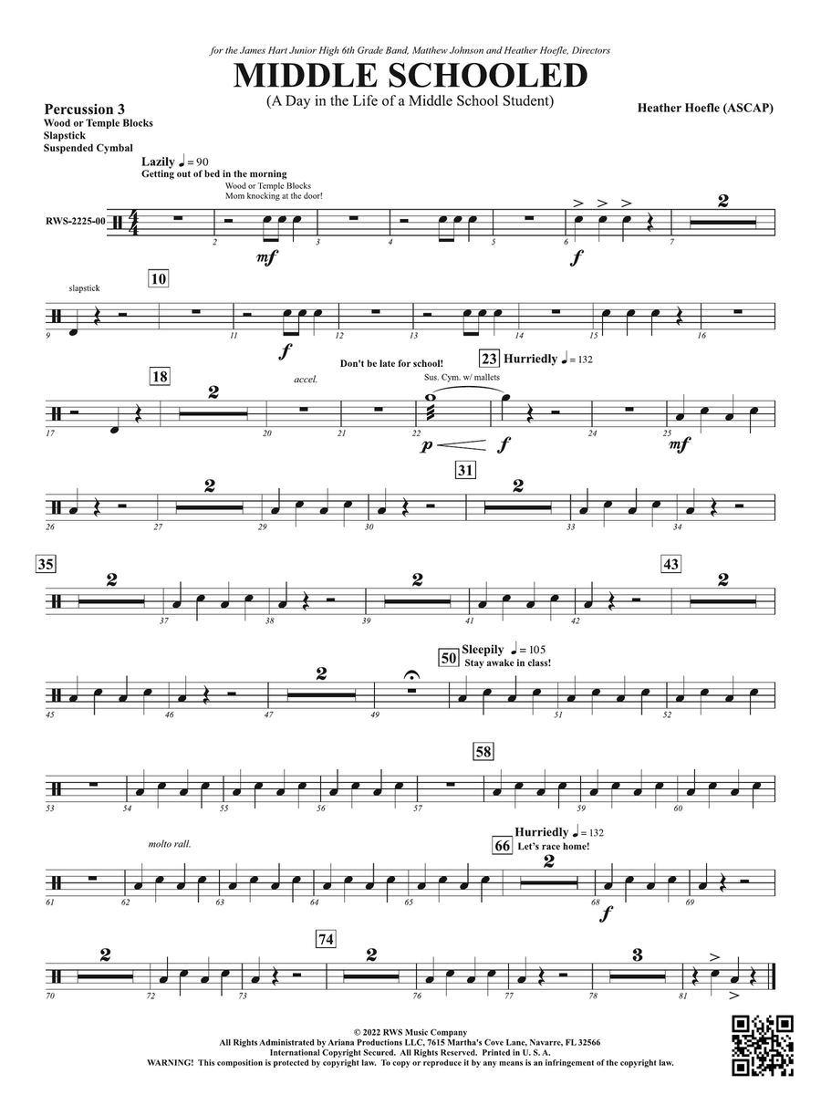 Middle Schooled - A Day in the Life of a Middle School Student: 3rd Percussion Percussion scores gallery preview page 1