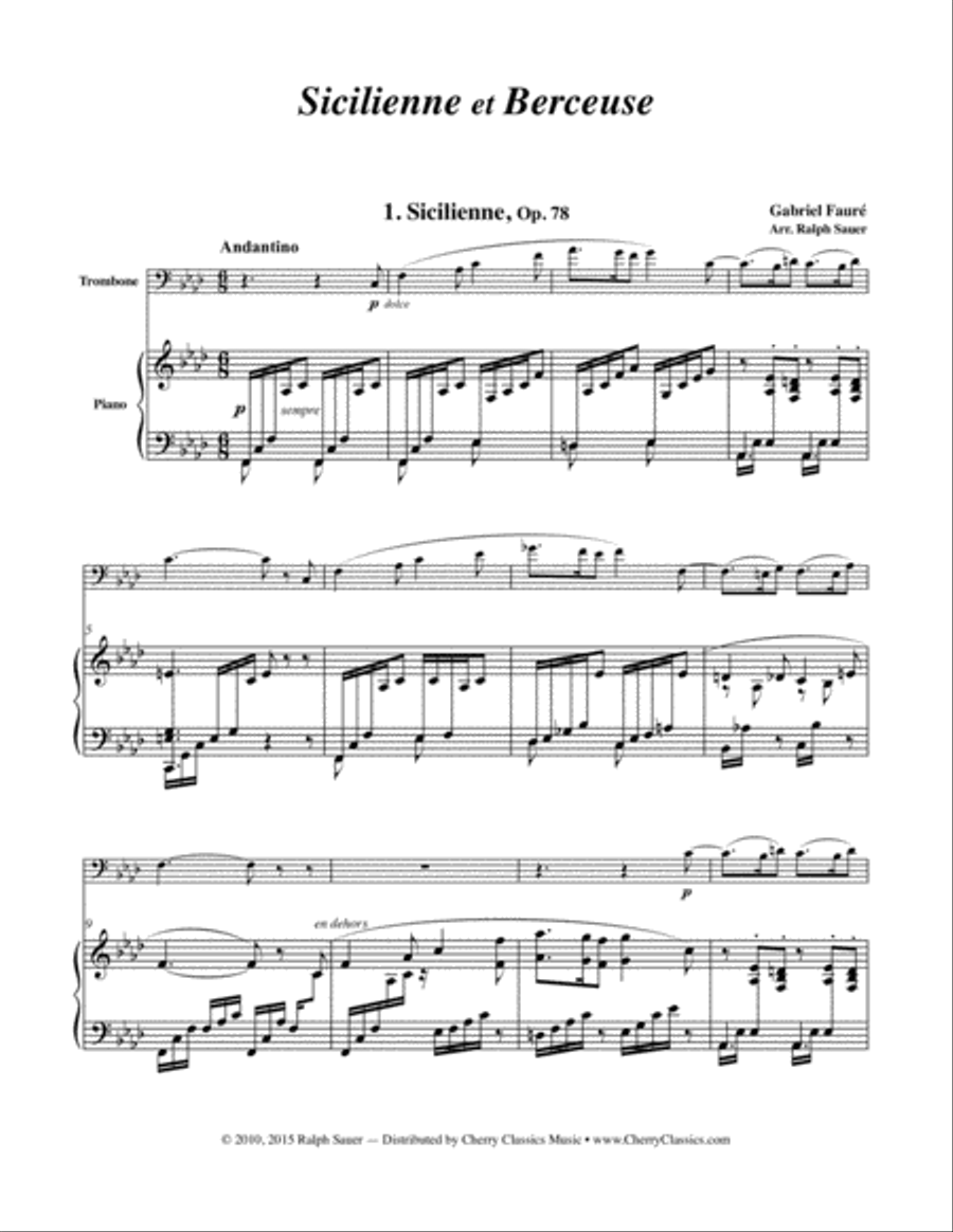 Two Pieces - Sicilienne and Berceuse for Trombone & Piano Piano Accompaniment scores gallery preview page 4