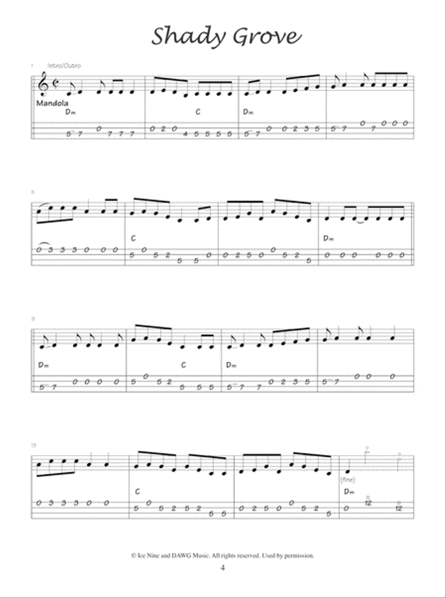 Shady Grove: Mandolin Solos by David Grisman Mandolin scores gallery preview page 5