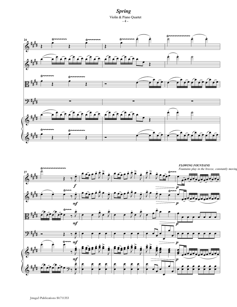 Vivaldi: Spring from the Four Seasons for Violin & Piano Quartet Piano Quartet scores gallery preview page 4