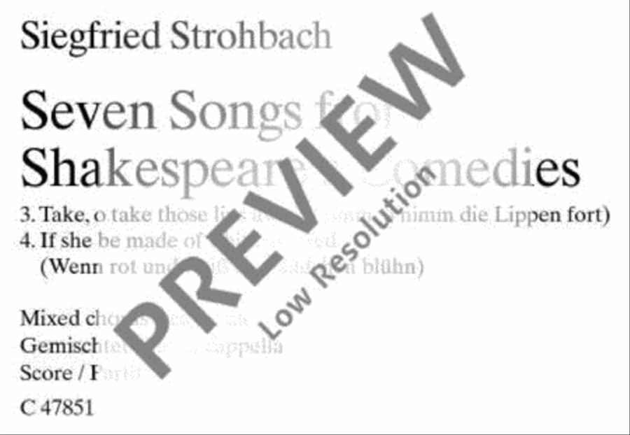 Seven Songs from Shakespeare's Comedies 4-Part scores gallery preview page 2