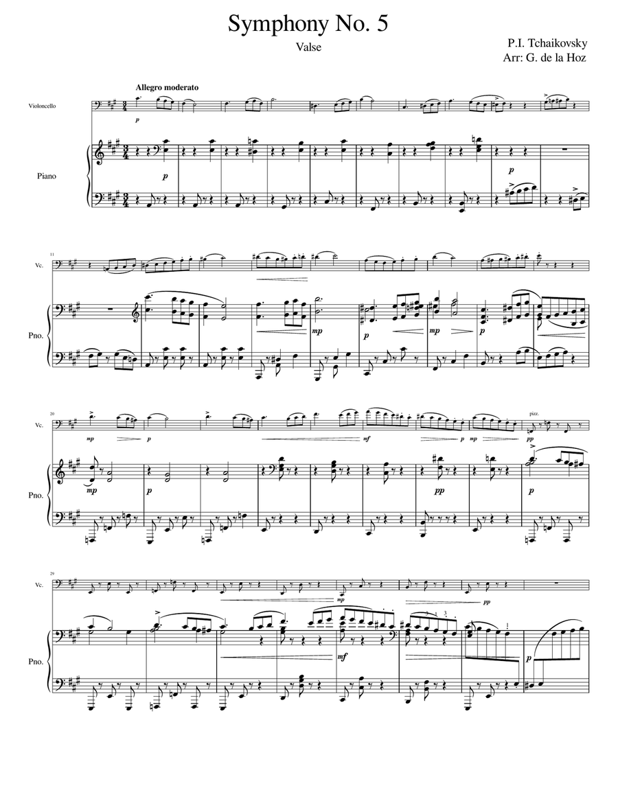 Symphony #5 - Valse (3rd movement) Chamber Music scores gallery preview page 1