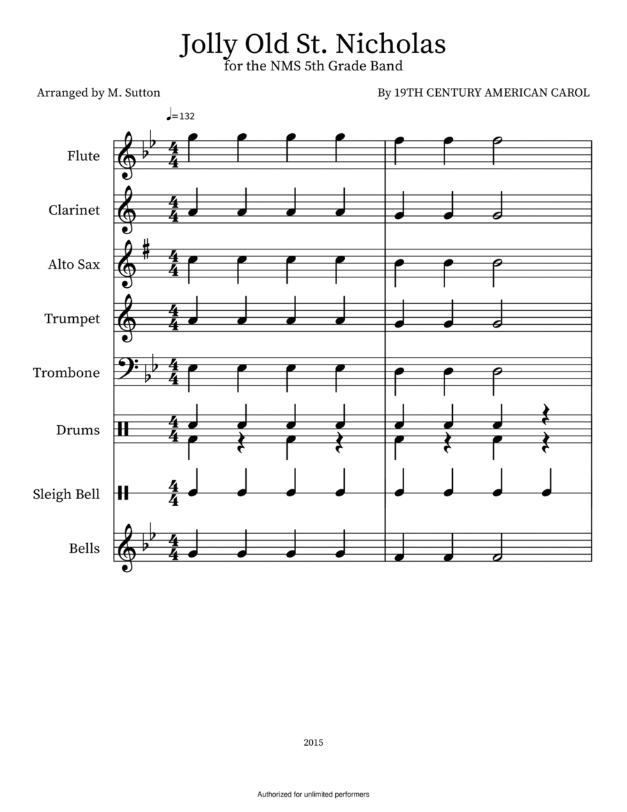 Jolly Old St. Nicholas Concert Band scores gallery preview page 1