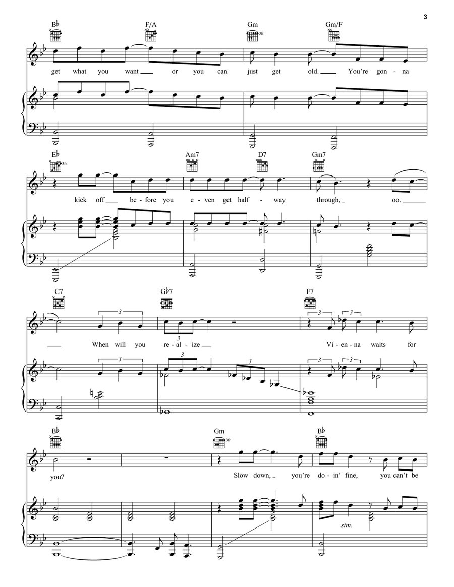 Vienna Vienna Piano, Vocal, Guitar scores gallery preview page 3