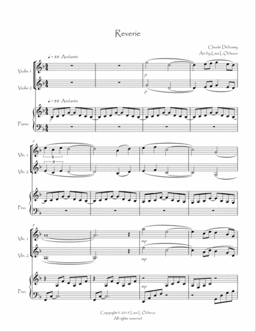 Reverie for Violin Duet and Piano String Duet scores gallery preview page 2