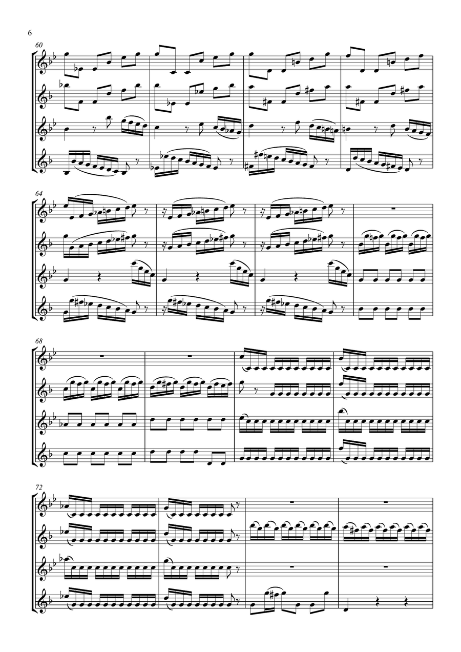 A. Vivaldi: Summer from the Four Seasons for Saxophone Quartet, III. Presto Saxophone Quartet scores gallery preview page 6
