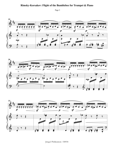 Korsakov: Flight of the Bumblebee for Trumpet & Piano image number null