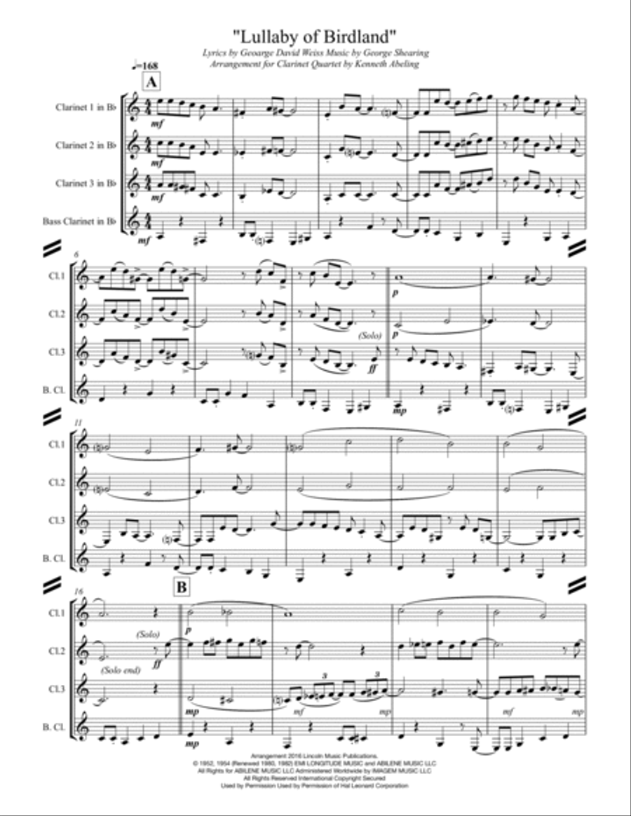 Lullaby Of Birdland Woodwind Ensemble scores gallery preview page 2