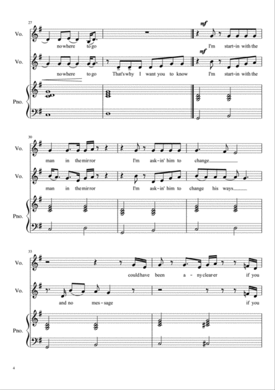 Man In The Mirror Vocal Duet scores gallery preview page 4