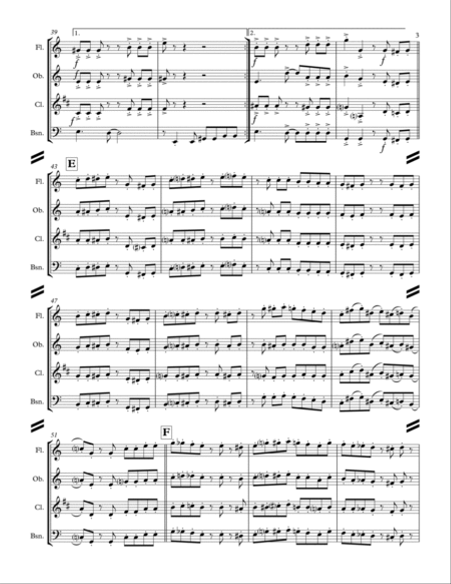 La Cucaracha (for Woodwind Quartet) Woodwind Quartet scores gallery preview page 4