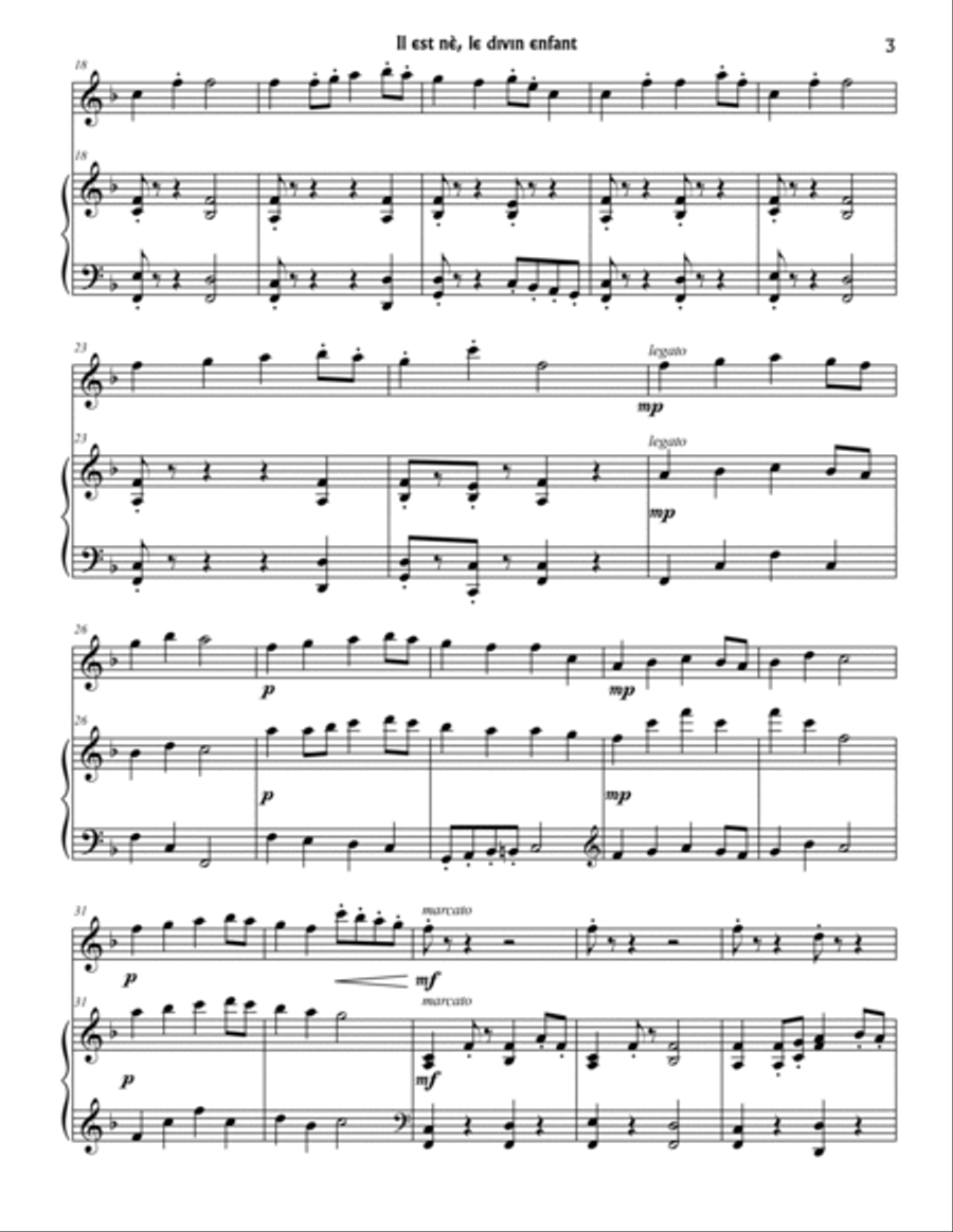 He Is Born, the Divine Christ Child (Il est nè, le divin enfant) Woodwind Duet scores gallery preview page 3