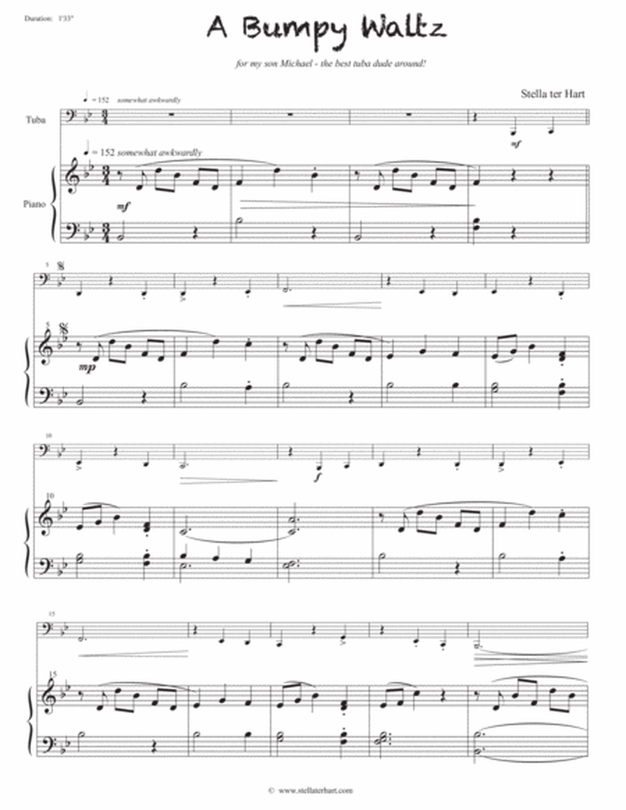 A Bumpy Waltz - beginner Tuba Solo with piano accompaniment image number null