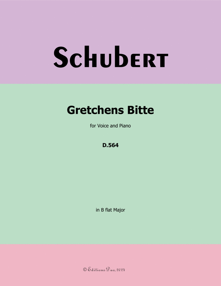 Gretchens Bitte, by Schubert, D.564, in B flat Major Voice scores gallery preview page 1