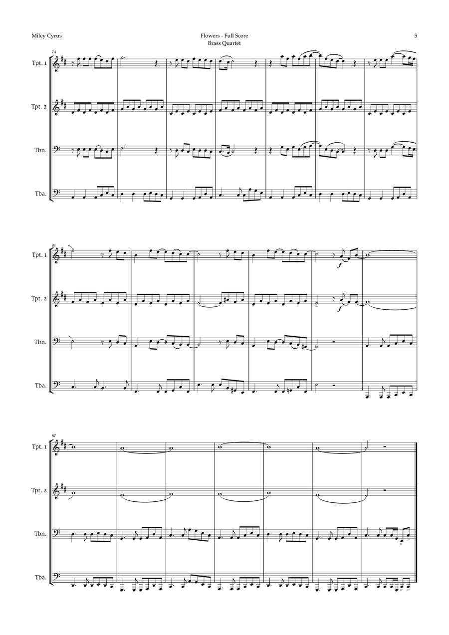 Flowers Brass Quartet scores gallery preview page 5