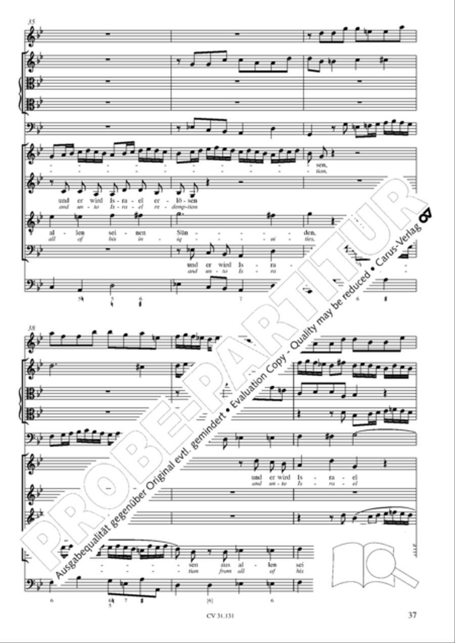Form the deep, Lord, cried I, Lord, to Thee (Aus der Tiefe rufe ich, Herr, zu dir) 4-Part scores gallery preview page 38