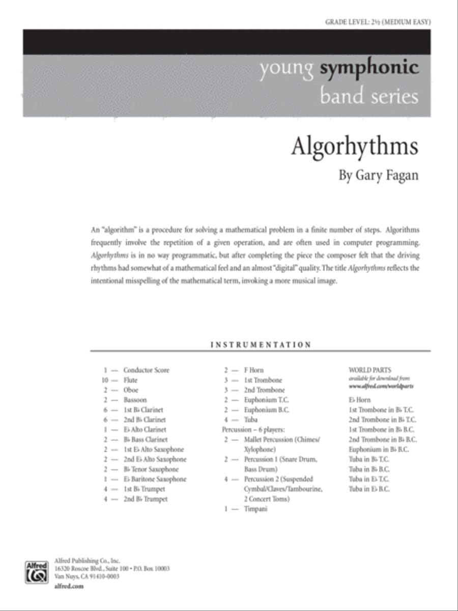 Algorhythms: Score Algorhythms: Score Concert Band scores gallery preview page 1