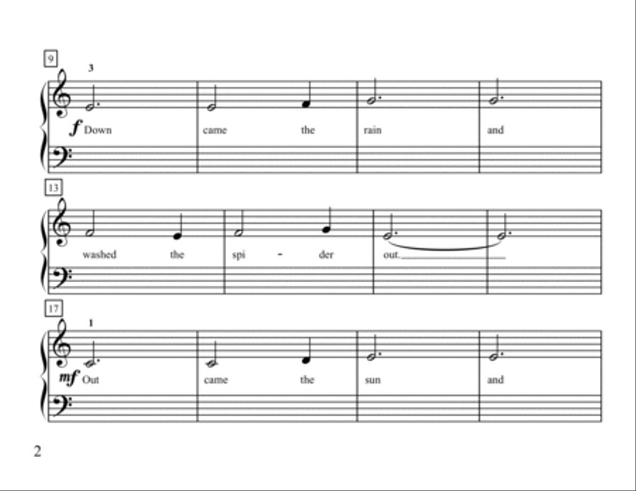 The Itsy Bitsy Spider (Primer Level Piano) Easy Piano scores gallery preview page 2