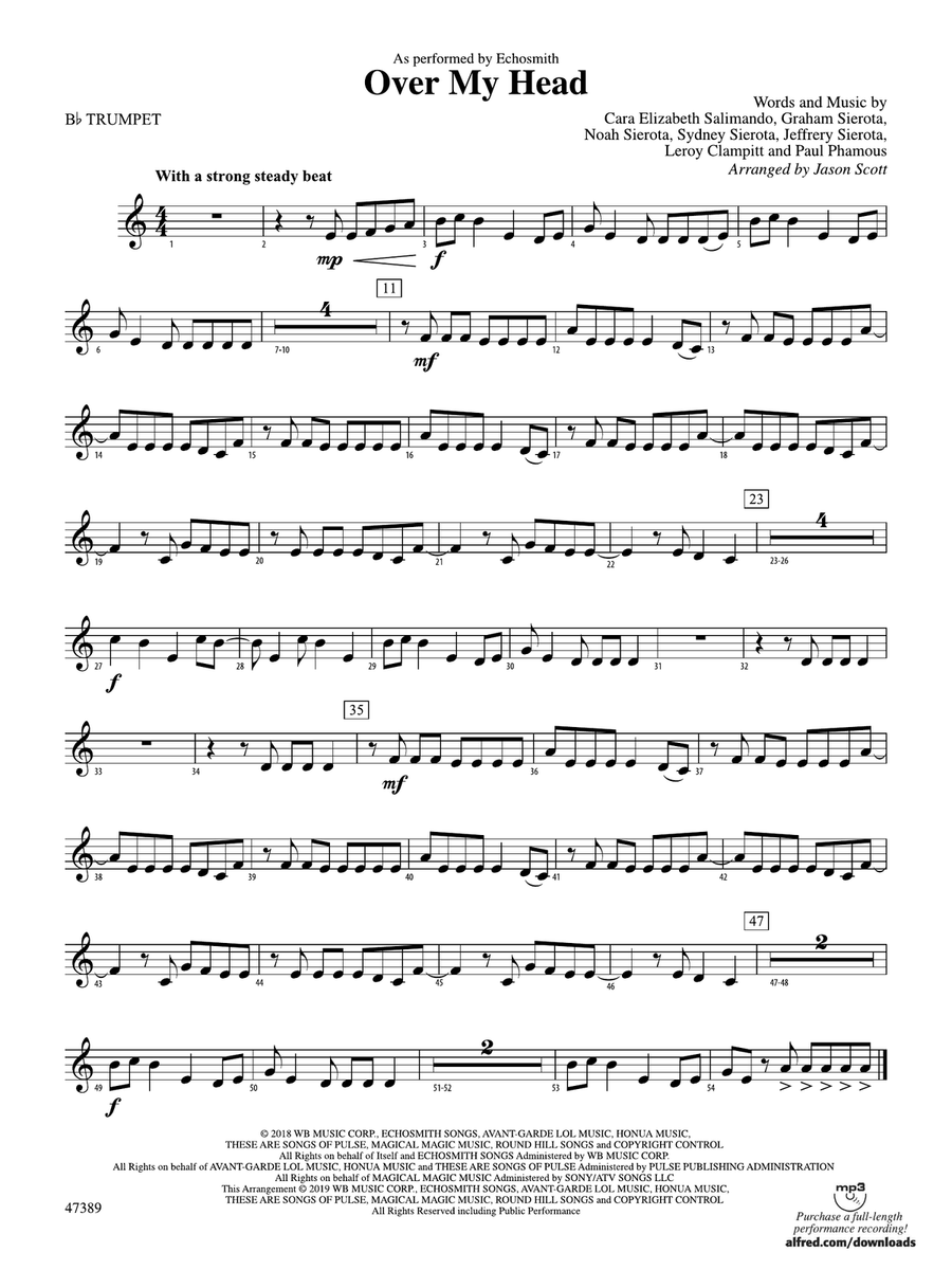 Over My Head: 1st B-flat Trumpet
