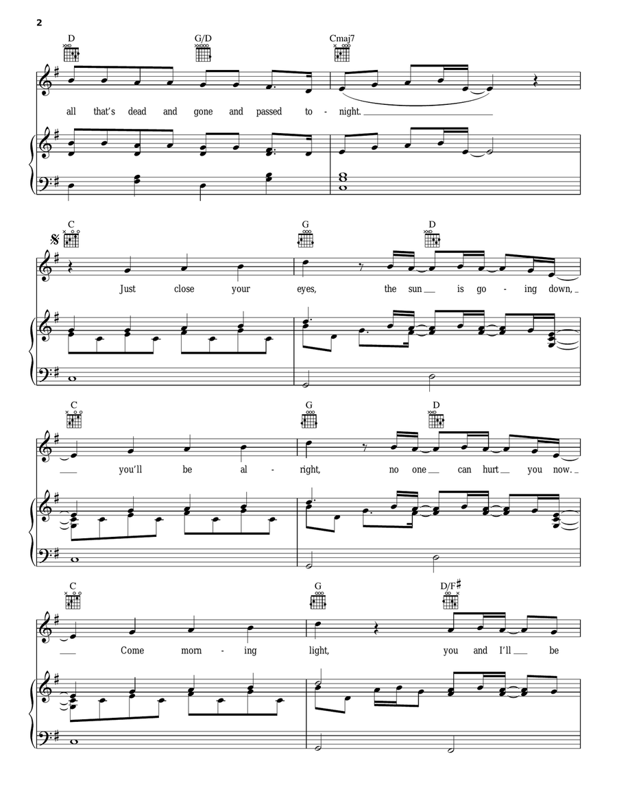 Safe & Sound (feat. The Civil Wars) (from The Hunger Games) Piano, Vocal, Guitar scores gallery preview page 2