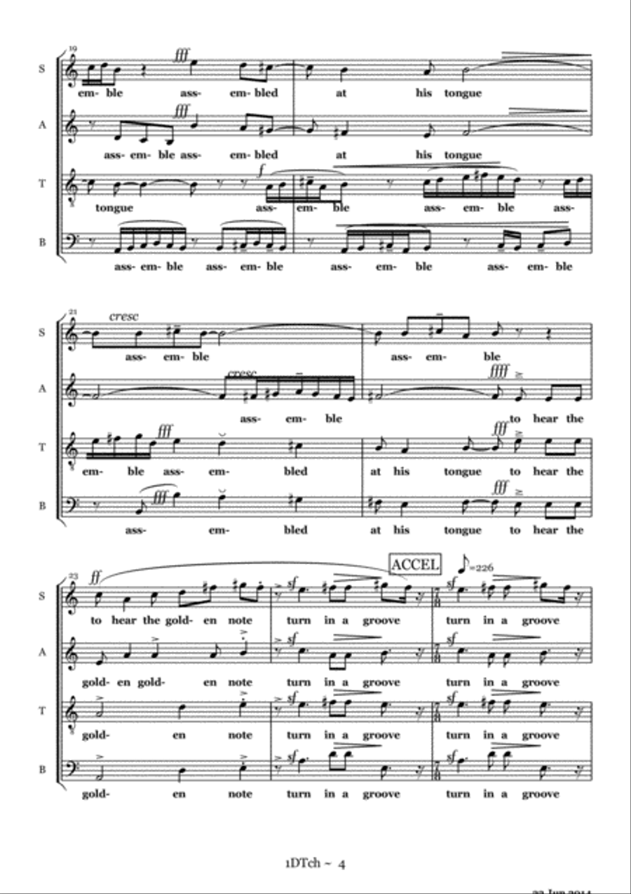 Three Poems of Dylan Thomas for SSAATTBB acpella Divisi scores gallery preview page 4