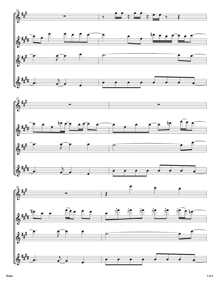 Badge by Cream Woodwind Quartet - Digital Sheet Music page 6
