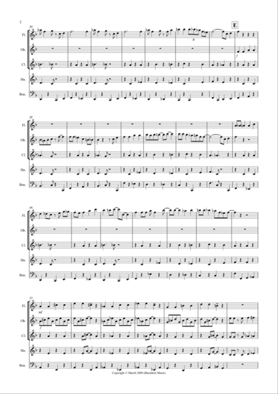Burnie's Stomp for Wind Quintet Woodwind Quartet scores gallery preview page 2