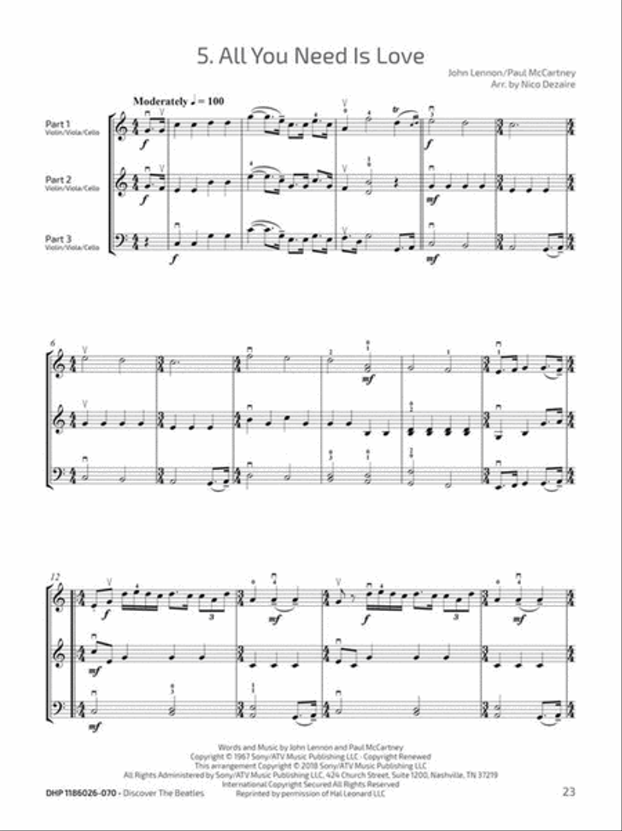 Discover The Beatles String Trio scores gallery preview page 5