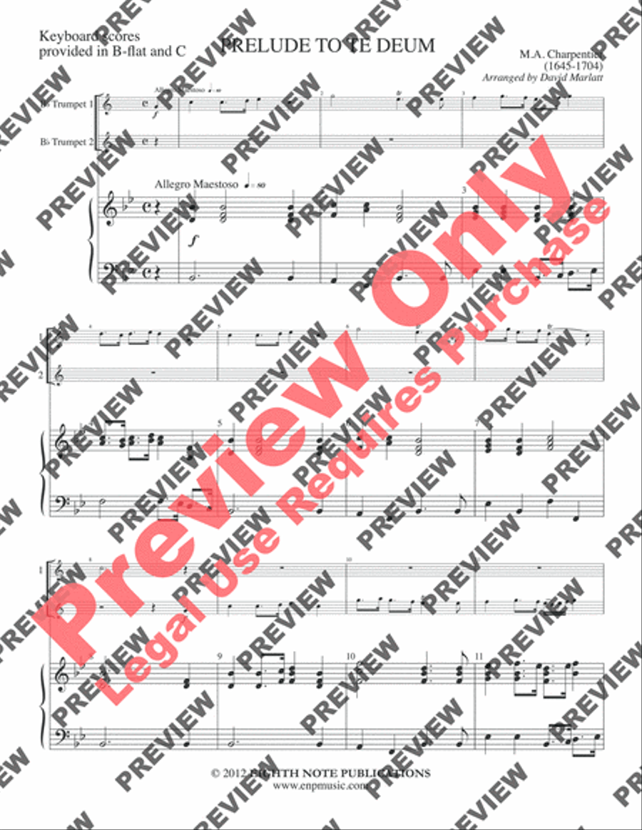 Prelude to Te Deum Trumpet Duet scores gallery preview page 3