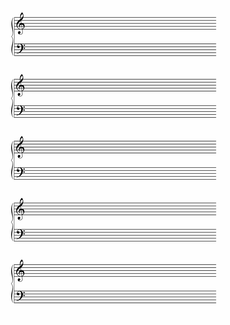 Blank Sheet Music Piano Notes (Treble & Bass Clef) Piano Solo scores gallery preview page 4
