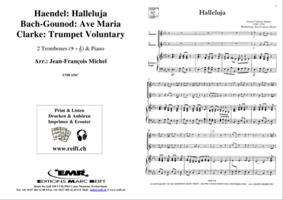 Ave Maria (Bach-Gounod) / Halleluja (Handel) / Trumpet Voluntary (Clarke) Trumpet scores gallery preview page 2