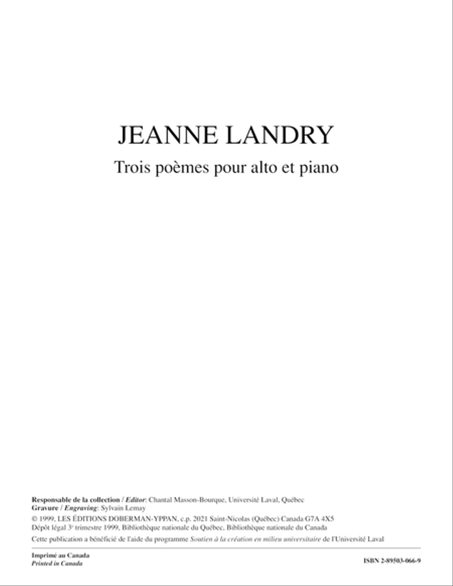 Trois poèmes Trois poèmes Piano Accompaniment scores gallery preview page 1