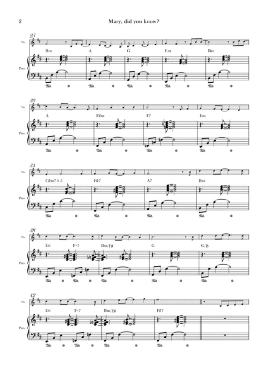Mary, Did You Know? Violin Solo scores gallery preview page 2