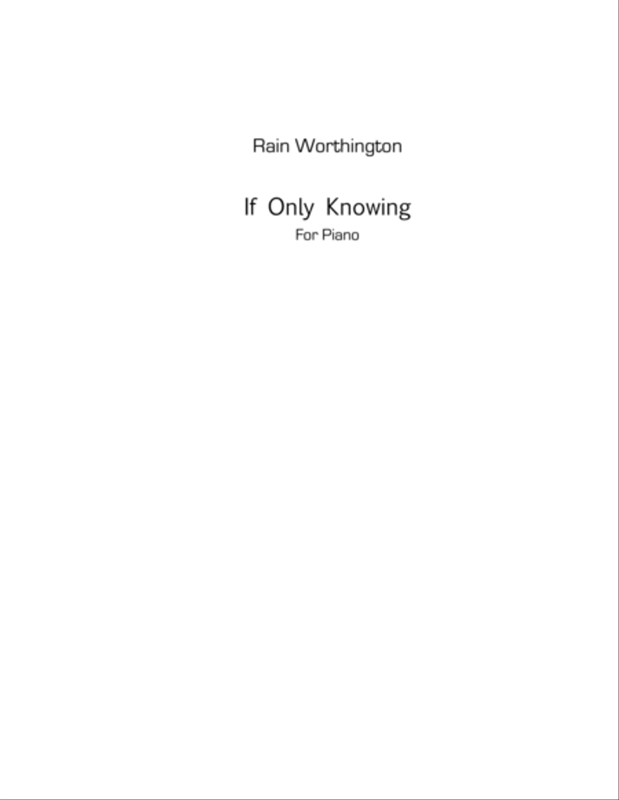 If Only Knowing – for piano Piano Solo scores gallery preview page 1