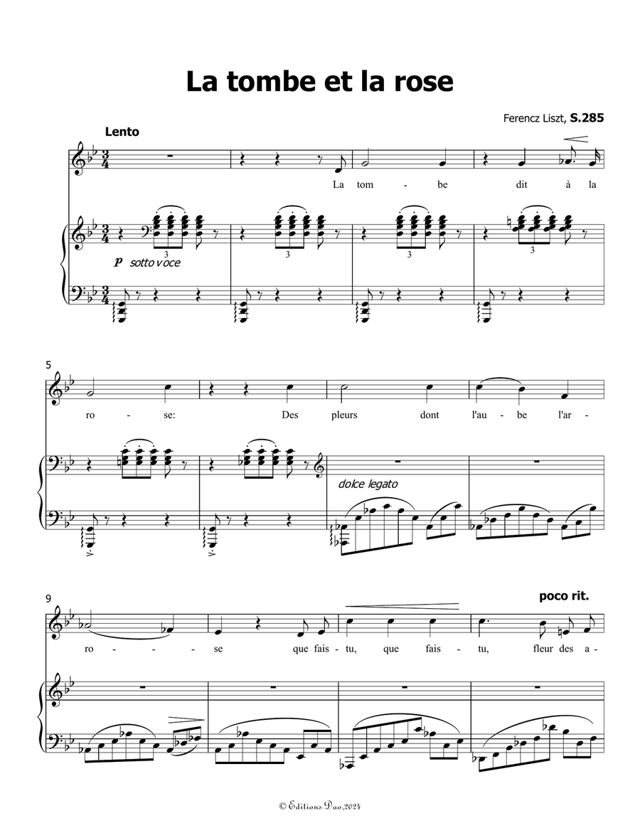 La tombe et la rose, by Liszt, S.285, in g minor Voice scores gallery preview page 3