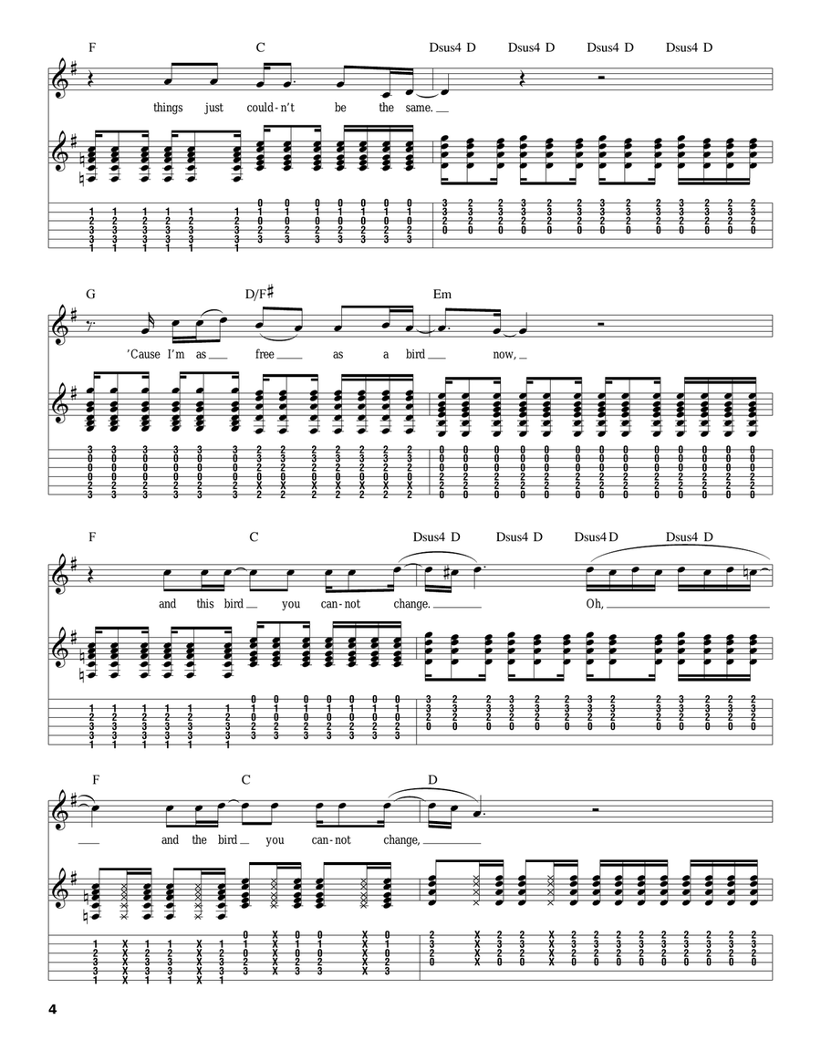 Free Bird Acoustic Guitar scores gallery preview page 4