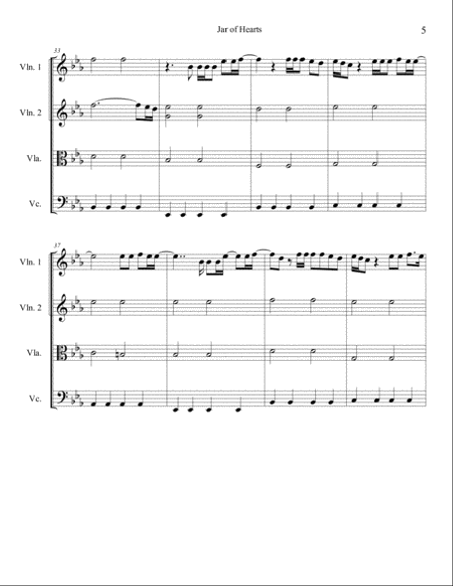 Jar Of Hearts String Quartet scores gallery preview page 5